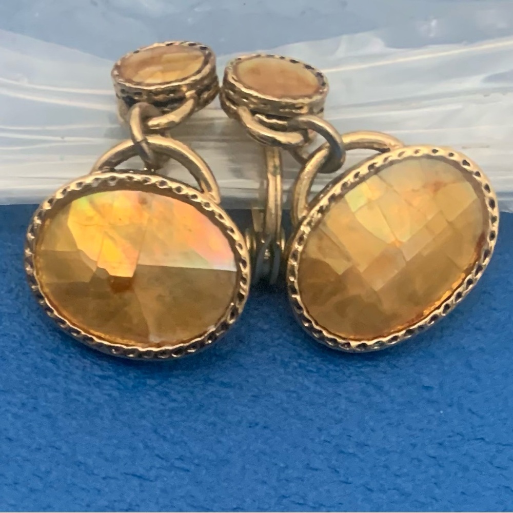 Monet drop Gold-Tone Faceted Stone Clip-On Earrings